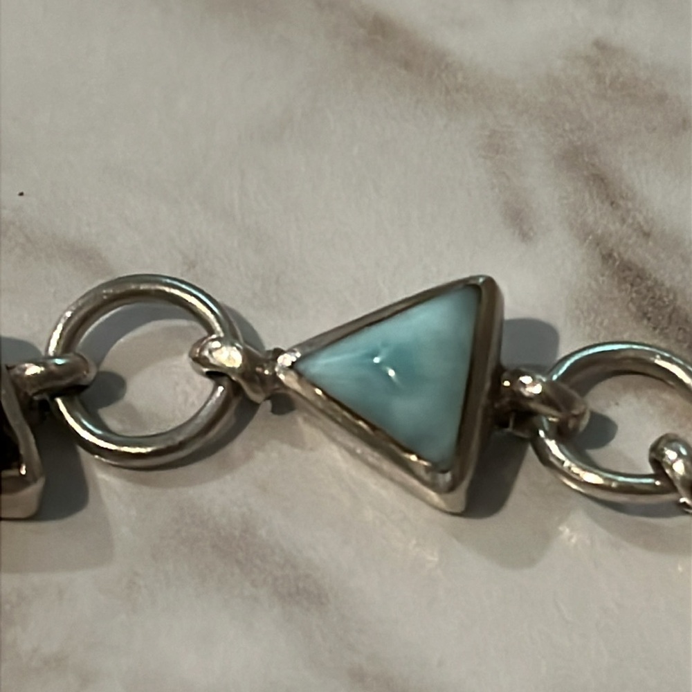 Artisan Amber + Larimar Triangle Link Bracelet - image 6